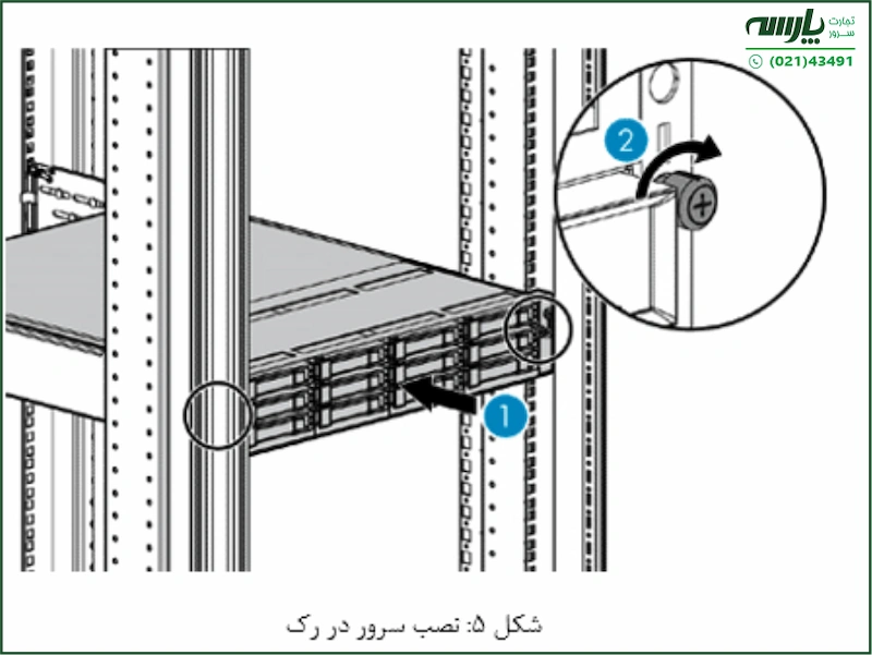 محکم کردن پیچ‌های انگشتی سرور در رک