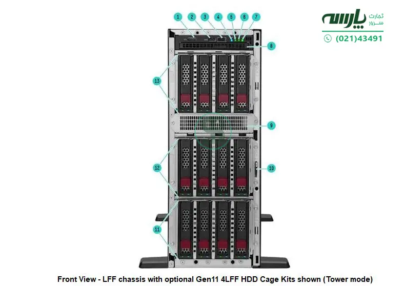نمای جلو سرور hp ml350 g11 server